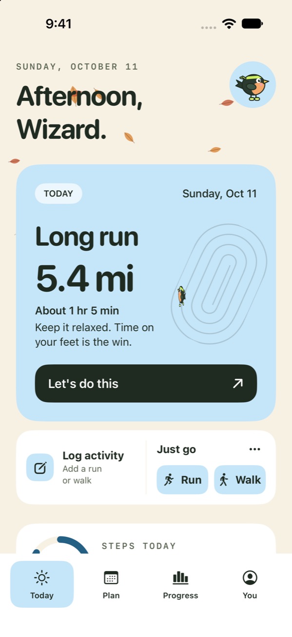 The Today screen with the sky accent in light mode